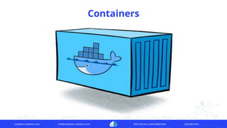 container-solutions.com info@container-solutions.com Multi-Tenancy with Kubernetes @IanDCrosby
Containers
 