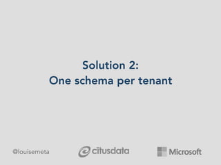 Solution 2:
One schema per tenant
@louisemeta
 