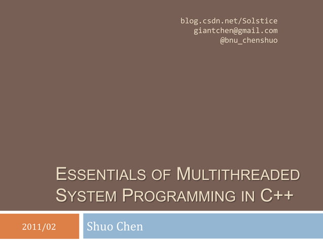Essentials of Multithreaded System Programming in C++ | PPTX