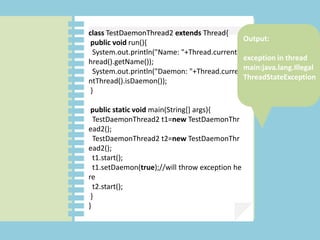 exception in thread Multi threading | PPTX