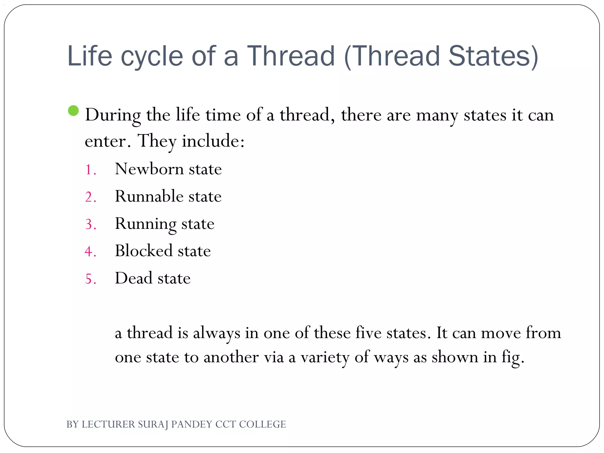 Basic of Multithreading in JAva | PPT