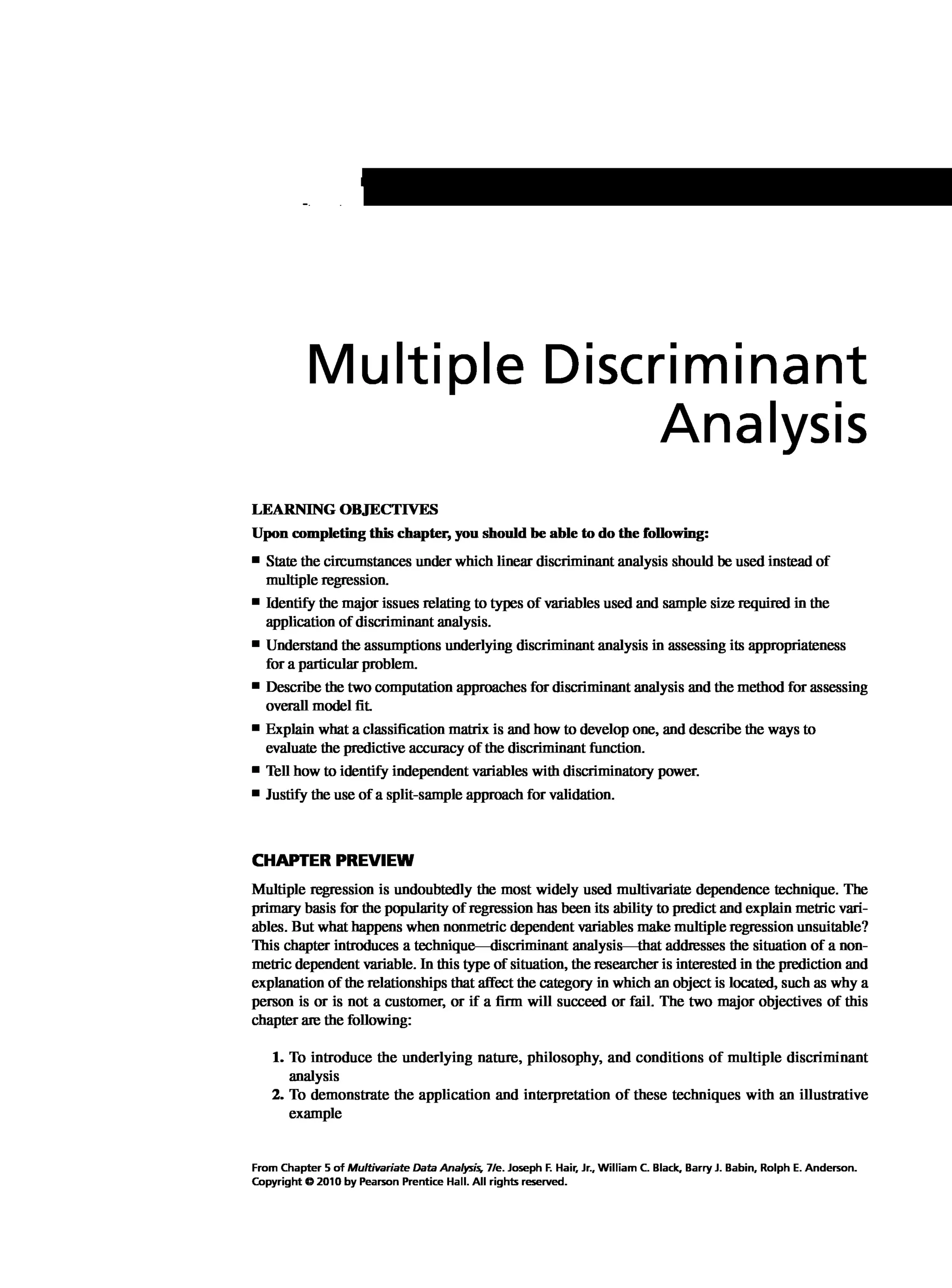 Multivariate Data Analysis