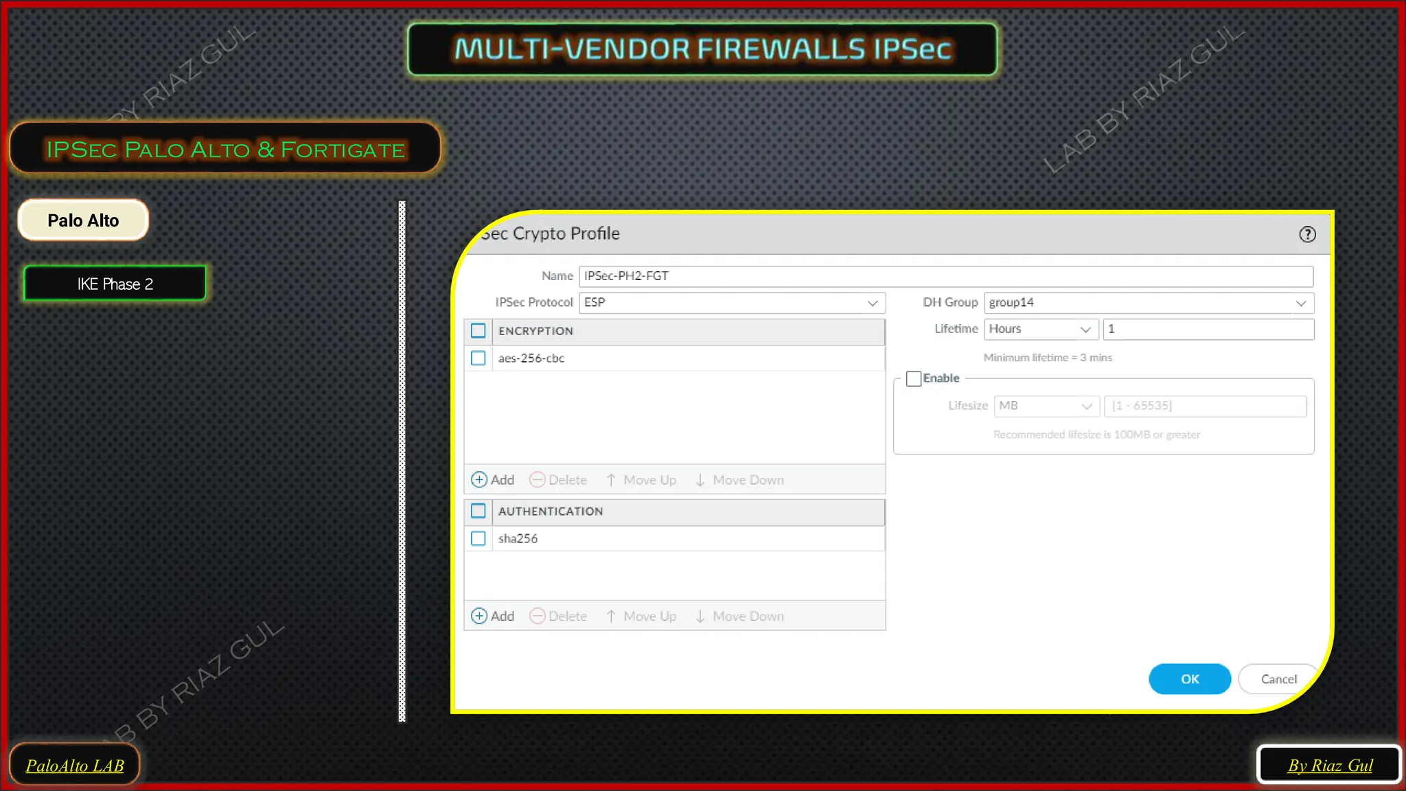 PaloAlto LAB
IPSec Palo Alto & Fortigate
By Riaz Gul
Palo Alto
IKE Phase 2
 