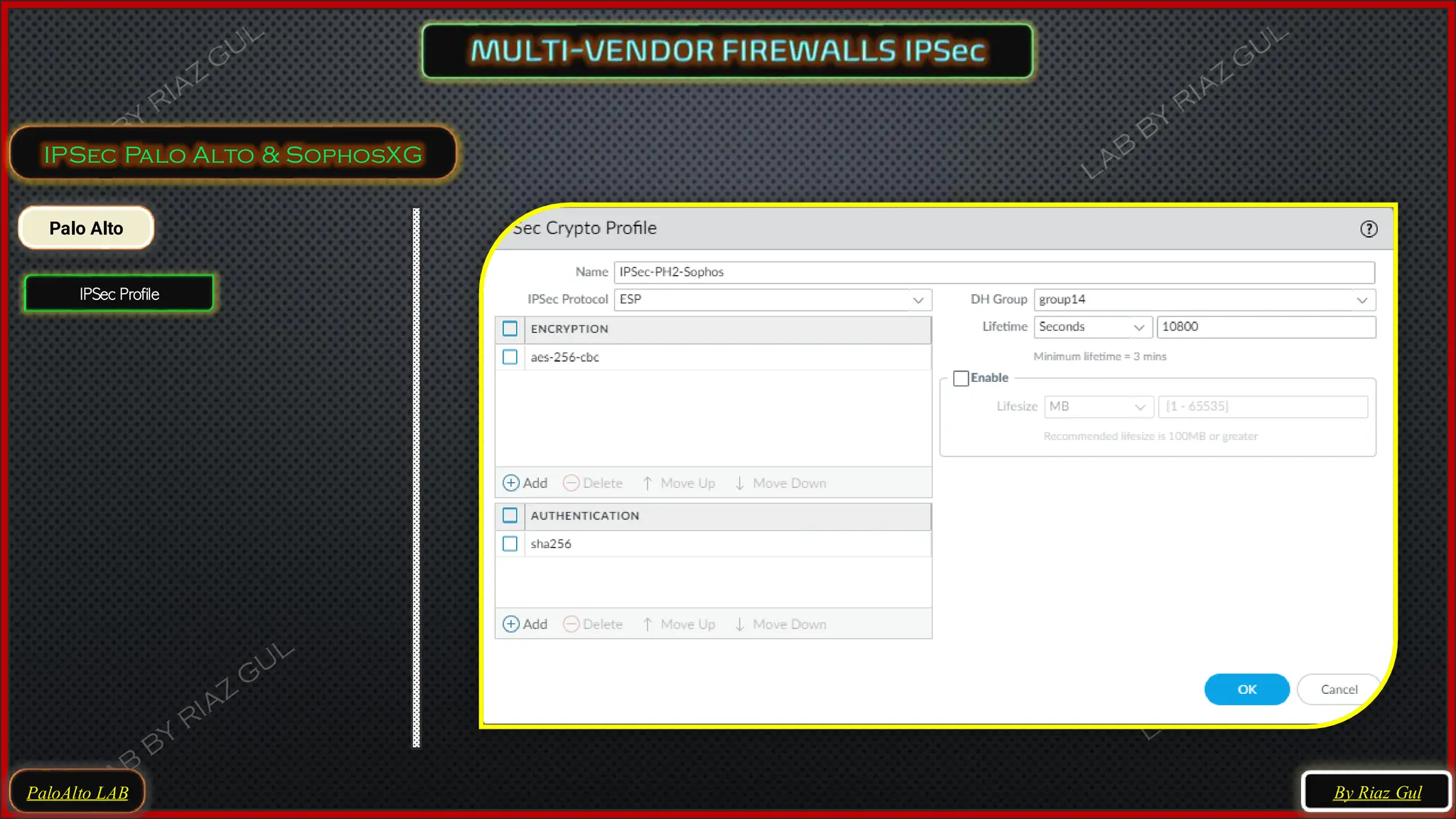 PaloAlto LAB
IPSec Palo Alto & SophosXG
By Riaz Gul
Palo Alto
IPSec Profile
 