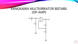RANGKAIAN MULTIVIBRATOR BISTABIL
(OP-AMP)
9
 