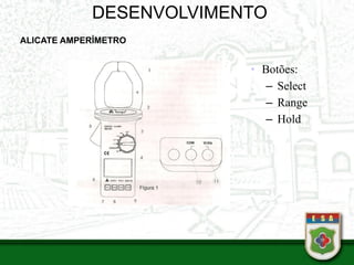 DESENVOLVIMENTO
ALICATE AMPERÍMETRO
•
• Botões:
– Select
– Range
– Hold
 