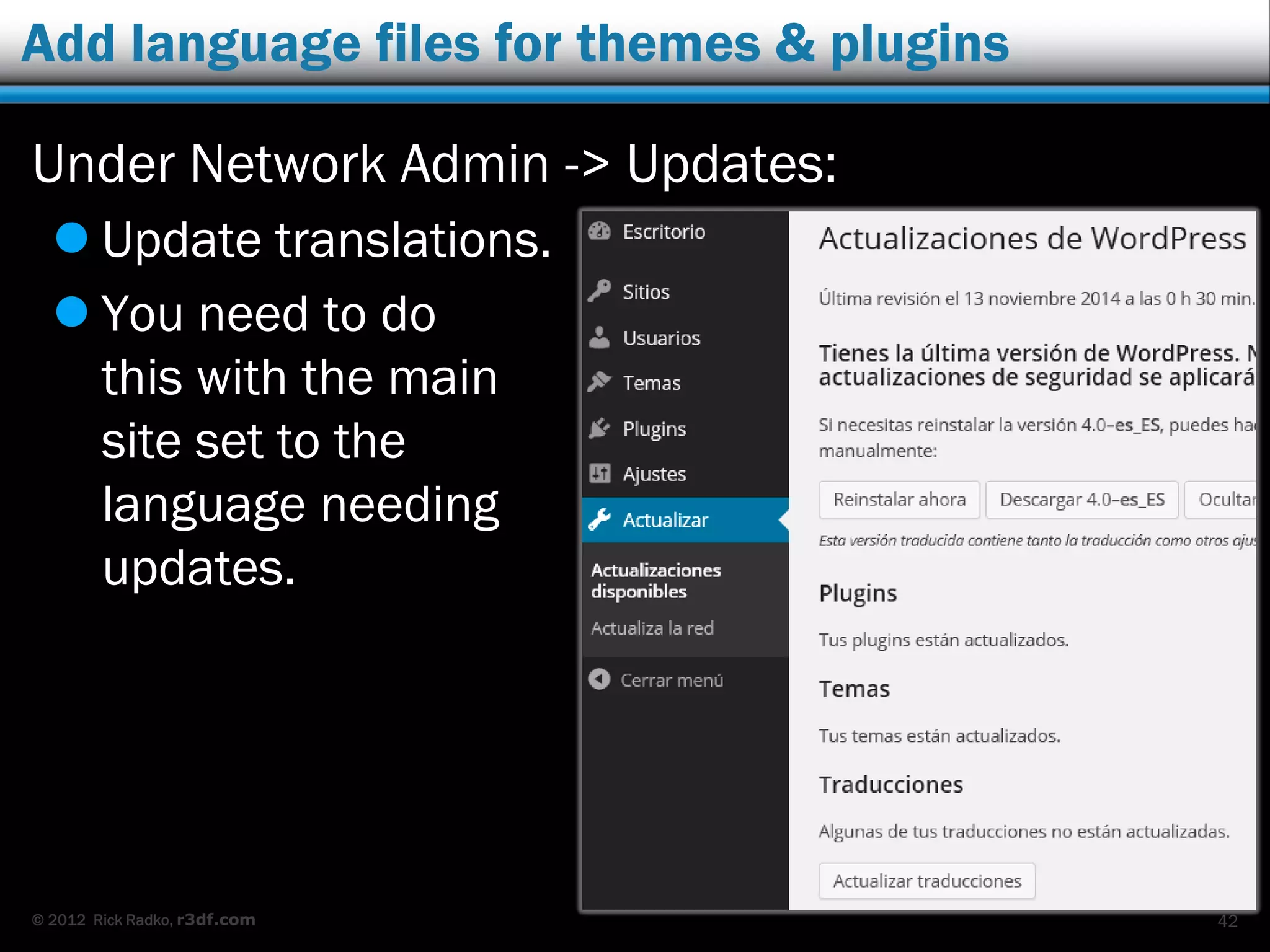 © 2012 Rick Radko, r3df.com
Updated plugins and themes:
42
 