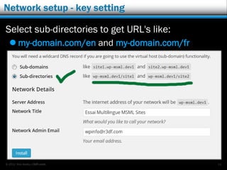 © 2012 Rick Radko, r3df.com
Network setup - key setting
Select sub-directories to get URL's like:
 my-domain.com/en and my-domain.com/fr
19
 