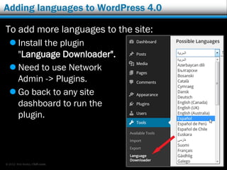 © 2012 Rick Radko, r3df.com
Language setting in multisite
If all went well, the new language is loaded.
Select Spanish on the main site.
38
 
