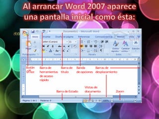Al arrancar Word 2007 aparece una pantalla inicial como ésta: