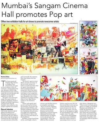 Mumbai’s Sangam Cinema
Hall promotes Pop art
 