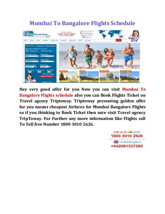 Mumbai to bangalore flights schedule