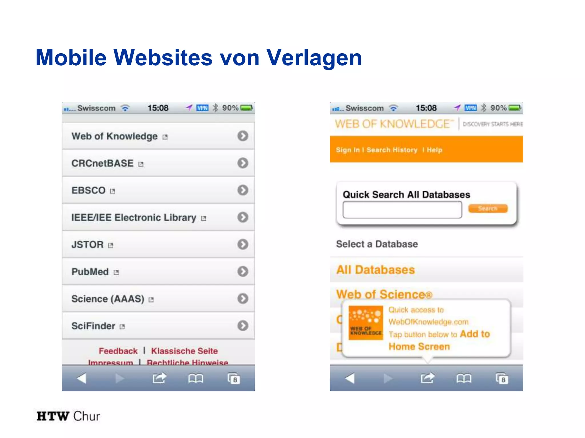 Mobile Websites von Verlagen
 