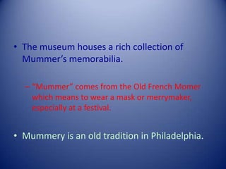 It is dedicated to the Philadelphia parade to celebrate New Years.