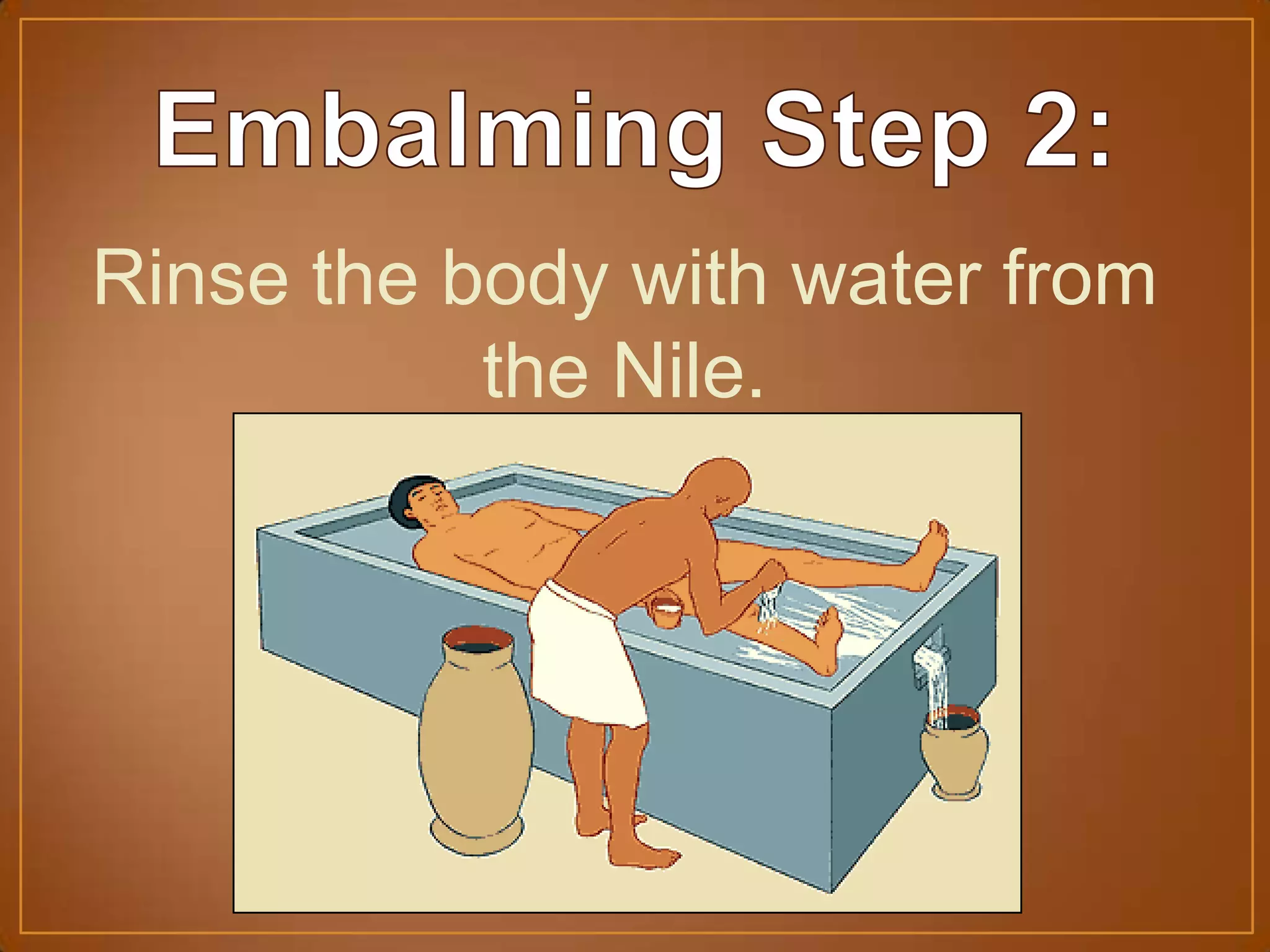 Rinse the body with water from
the Nile.
 