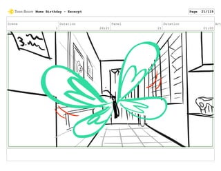Scene
1
Duration
24:21
Panel
21
Duration
01:00
Act
Mums Birthday - Excerpt Page 21/119
 