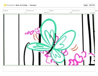 Scene
1
Duration
24:21
Panel
24
Duration
01:00
Act
Mums Birthday - Excerpt Page 24/119
 