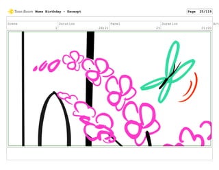 Scene
1
Duration
24:21
Panel
25
Duration
01:00
Act
Mums Birthday - Excerpt Page 25/119
 