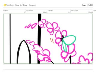 Scene
1
Duration
24:21
Panel
28
Duration
00:14
Act
Mums Birthday - Excerpt Page 28/119
 