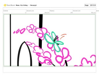 Scene
1
Duration
24:21
Panel
29
Duration
00:12
Act
Mums Birthday - Excerpt Page 29/119
 