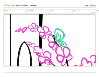 Scene
1
Duration
24:21
Panel
31
Duration
01:14
Act
Mums Birthday - Excerpt Page 31/119
 