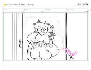 Scene
2
Duration
08:01
Panel
12
Duration
00:18
Act
Mums Birthday - Excerpt Page 44/119
 