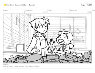 Scene
8
Duration
01:11
Panel
4
Duration
00:12
Act
Dialog
ZI: We don?t have enough cake decorations!
Mums Birthday - Excerpt Page 92/119
 