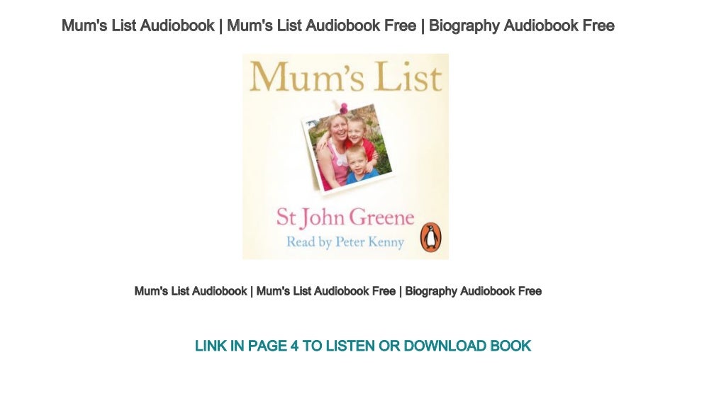 Mum's List Audiobook Mum's List Audiobook Free Biography Audiobo…
