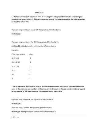 Maharishi University of Management (MSc Computer Science test questions ...
