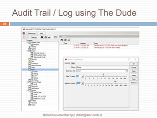 Audit Trail / Log using The Dude
Didiet Kusumadihardja | didiet@arch.web.id
26
 