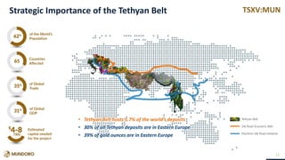 TSXV:MUNStrategic Importance of the Tethyan Belt
1717
• Tethyan Belt hosts 5.7% of the world’s deposits
• 30% of all Tethyan deposits are in Eastern Europe
• 39% of gold ounces are in Eastern Europe
 