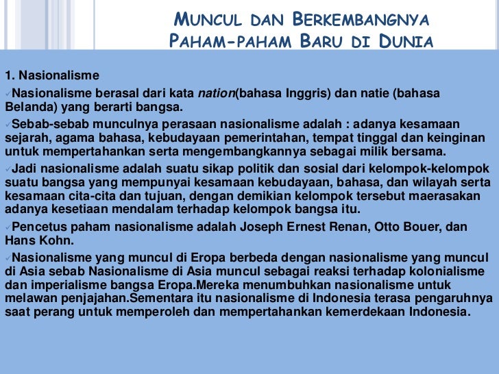 Munculnya Paham Baru Di Dunia Dan Hubungan Pola Kehidupan Kekotaan De