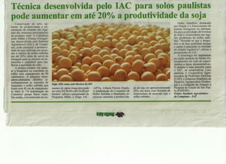 Técnica desenvolvida pelo IAC para solos paulistas pode aumentar em até 20% a produtividade da soja