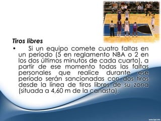 En la parte central inferior, se encuen-traun rectángulo pintado de 0.59 m x 0.45 m y que está elevado del tablero por la parte baja 0.15 m, en el interior del rectángulo se encuentra un basculante homologado que sostiene a la canasta que mide 0.45 m, la canasta se agarra del rectángulo interior en su centro. 