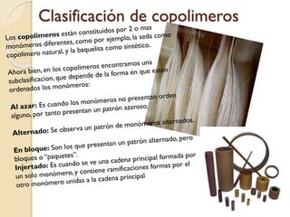 Clasificación de copolimeros
 