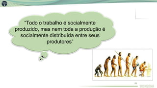 “Todo o trabalho é socialmente
produzido, mas nem toda a produção é
socialmente distribuída entre seus
produtores”
25
 