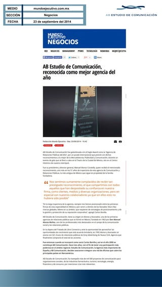 MEDIO 
SECCIÓN 
FECHA 
mundoejecutivo.com.mx 
Negocios 
23 de septiembre del 2014 

