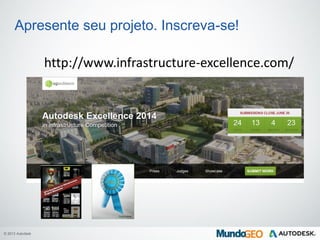 © 2013 Autodesk
Apresente seu projeto. Inscreva-se!
http://www.infrastructure-excellence.com/
 
