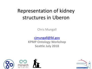 Representation of kidney
structures in Uberon
Chris Mungall
cjmungall@lbl.gov
KPMP Ontology Workshop
Seattle July 2018
 