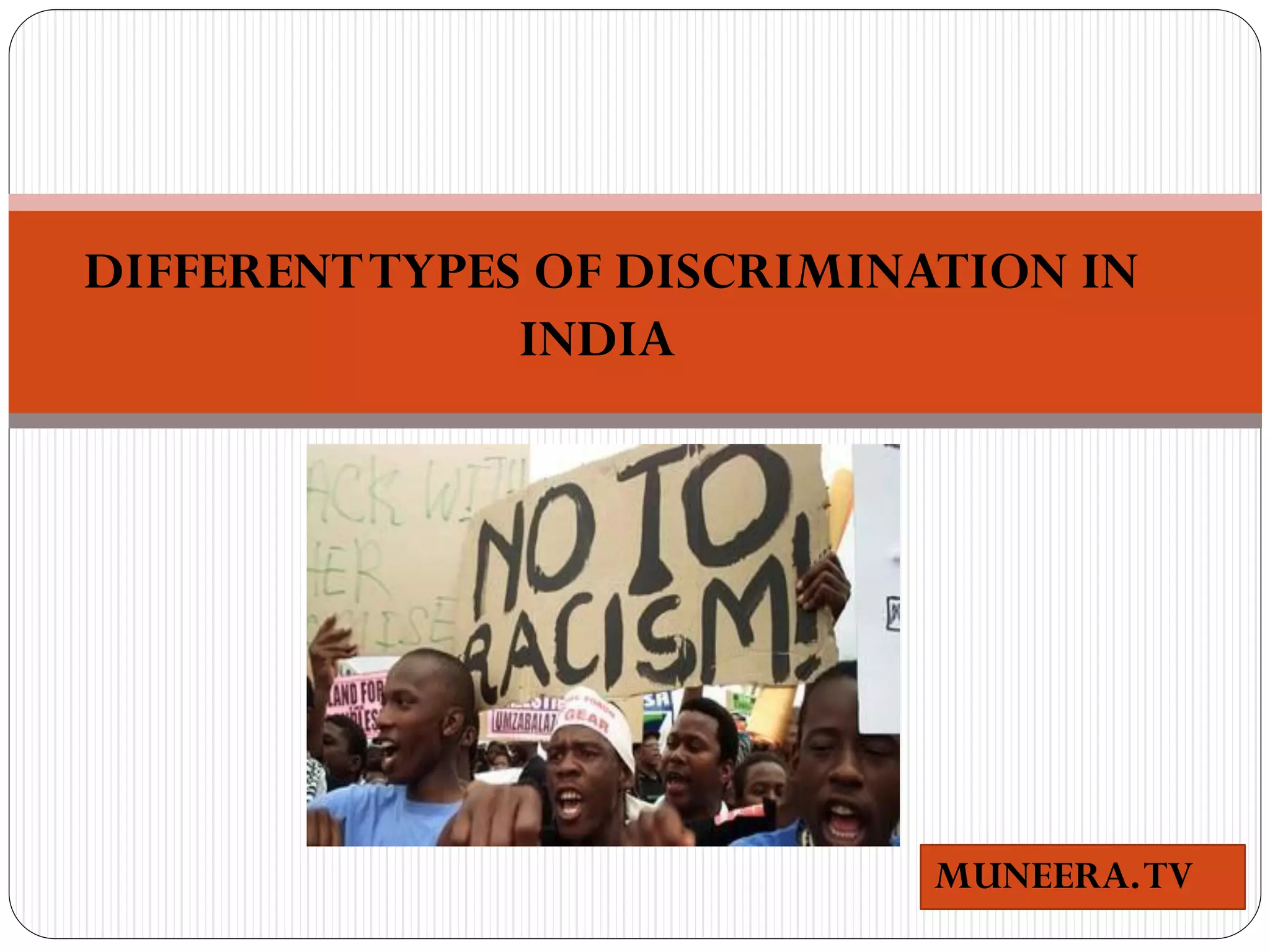 DIFFERENT TYPES OF DISCRIMINATION IN INDIA | PDF | Debated Sensitive ...