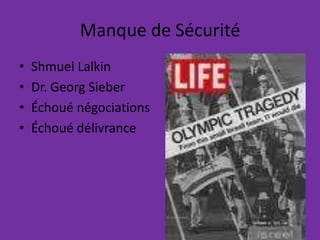 Manque de Sécurité ShmuelLalkinDr. Georg Sieber Échoué négociations Échoué délivrance  