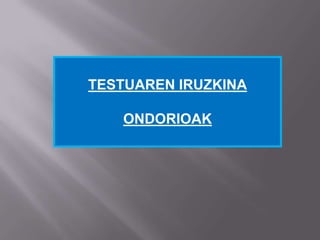 TESTUAREN IRUZKINA
ONDORIOAK
 