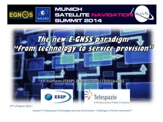 27th of March 2014 –
Session 9 “Linking space Technologies and User Communities – Challenges or Perfect Interaction?”
 