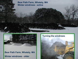 Bear Path Farm, Whately, MA Winter windrows - active Bear Path Farm, Whately, MA Winter windrows - older Turning the windrows 