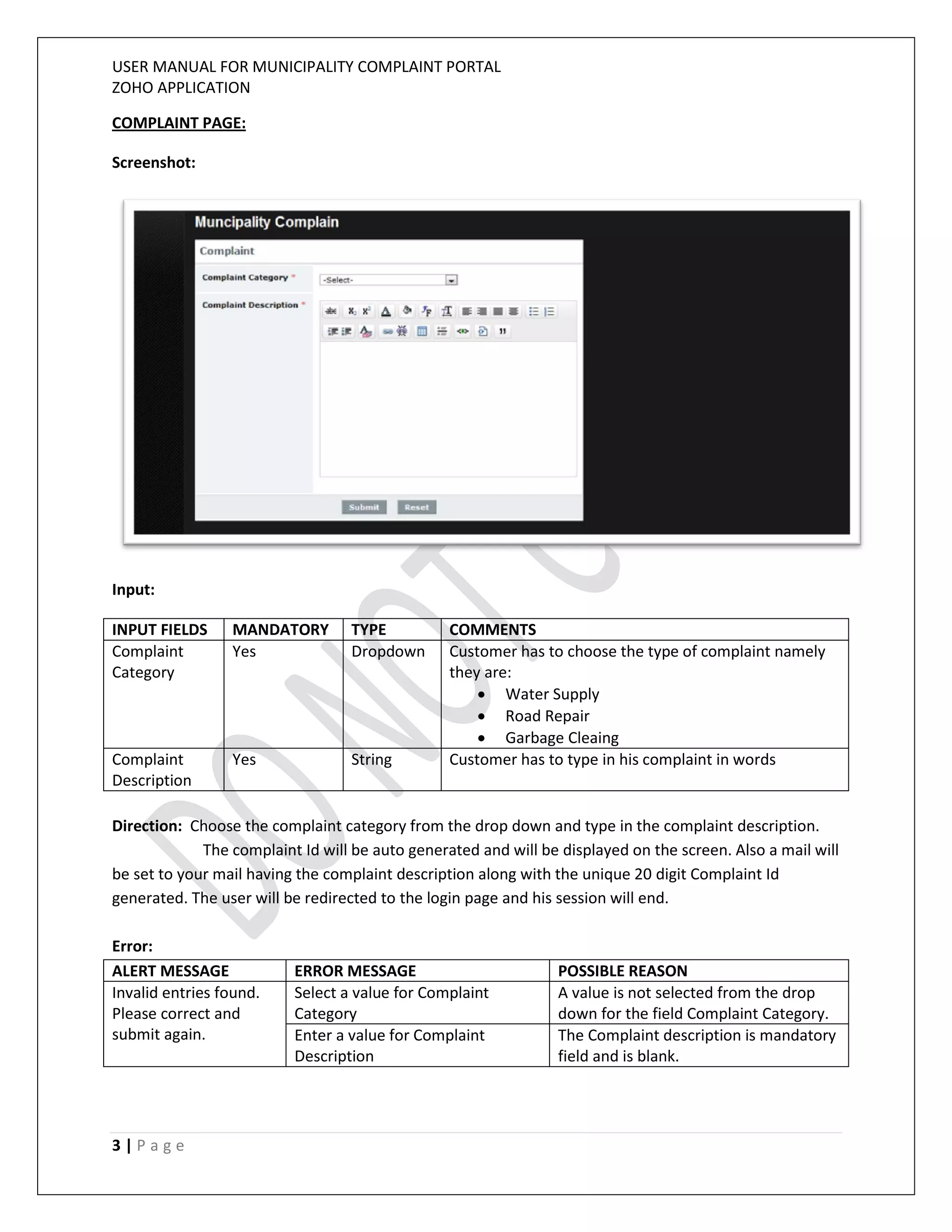 Municipality complaint portal | PDF