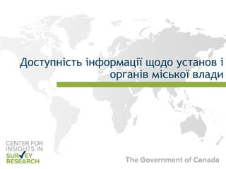 Доступність інформації щодо установ і
органів міської влади
 