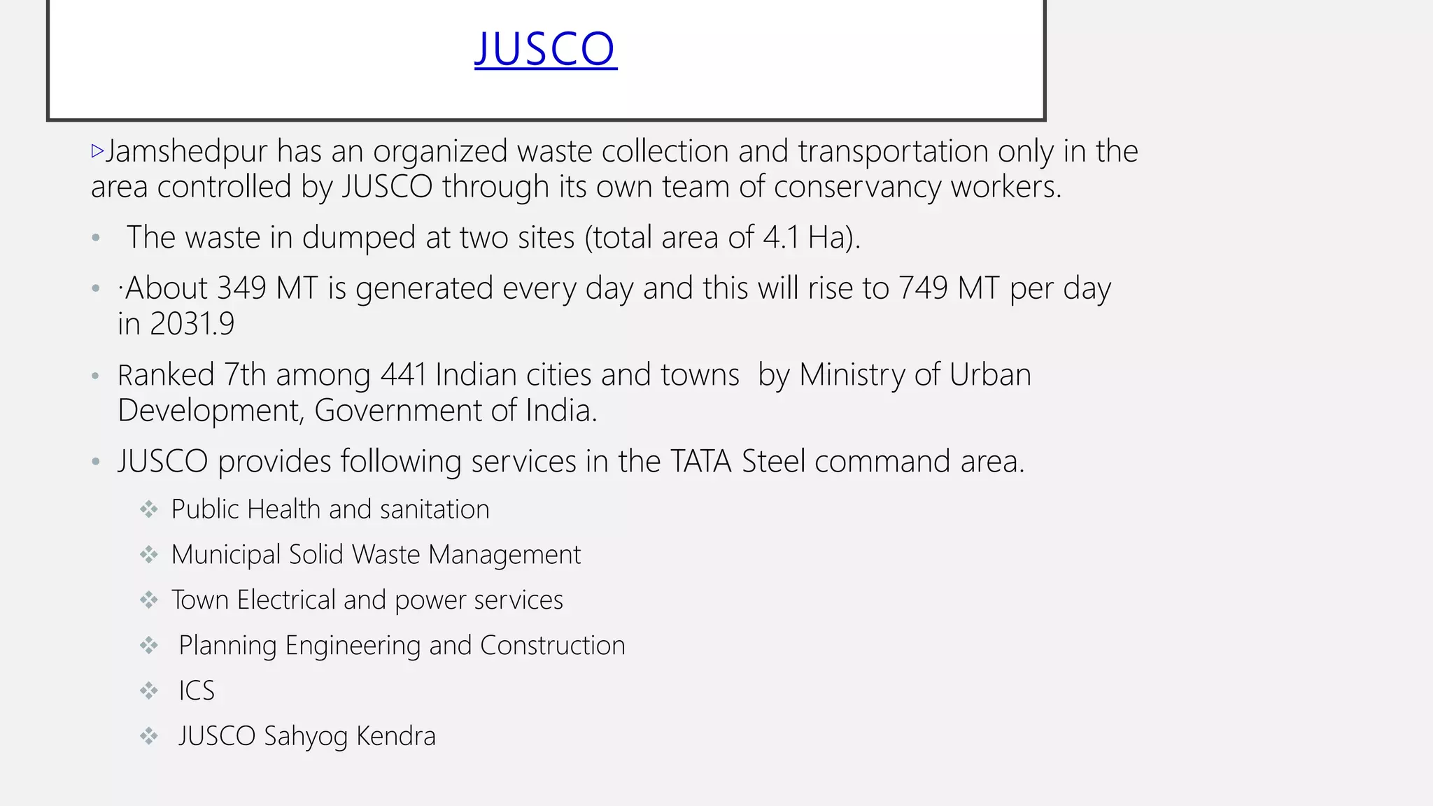 Municipal solid waste management in jamshedpur | PPTX