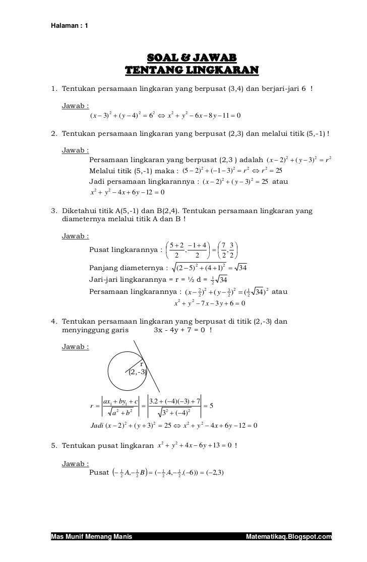 Munifmath Latihan Soal Lingkaran