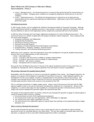 Municipal GIS Capability Maturity Model Questionnaire | PDF