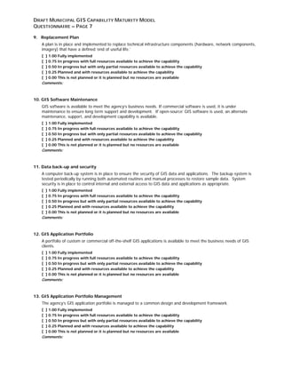Municipal GIS Capability Maturity Model Questionnaire | PDF